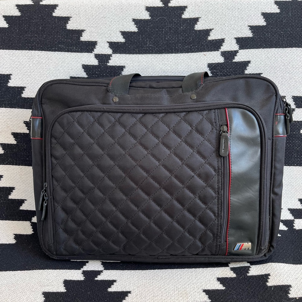 BMW Black Quilted Laptop Bag